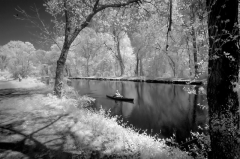 infrared_by_hicspix014 Canal with kayaker in infrared