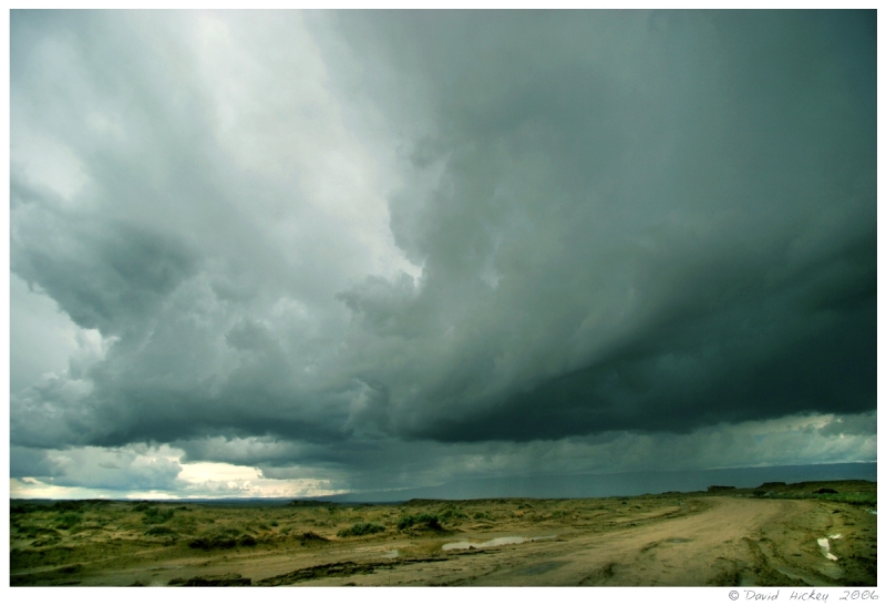 Southwest60 Approaching thunderstorm while stuck, on road between White Rock and Naschitti, New Mexico