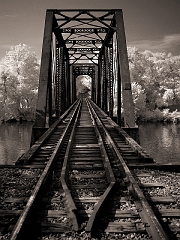 806 Railroad Bridge in Infrared, Rockford, TN -- I shot this on the way back from a friend's funeral.  She and I had done a story on old ridges when I worked down there and this one was forged and constructed in the town I live in now.  A nice cyclical feel to it, huh?
